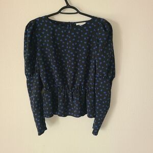 Topshop FloralPattern Peplum Top in Navy and Royal UK8/US4